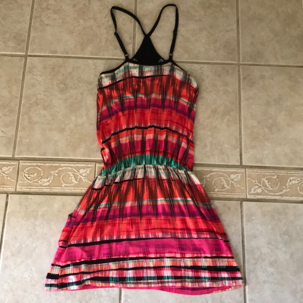Festive mini beach dress, V halter front straps